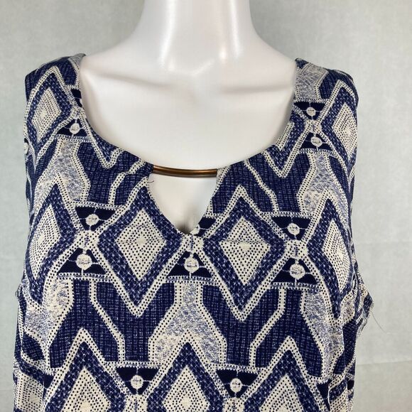 Naif Dress Womens Sz M Navy Sleeveless Patterned Blouson Maxi Stretch - Picture 4 of 9